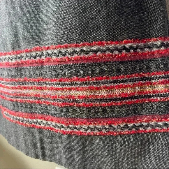Vintage Sag Harbor 8 Petite Tweed Wool Blend Embroidered Hem Pencil Skirt Gray - Picture 3 of 11